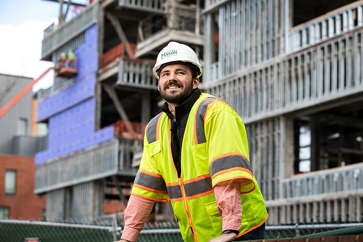 Civil and infrastructure engineering student Nick Farmer is honing his engineering skills during an internship this summer with the Whiting-Turner Contracting Company on the Fairfax Campus. 